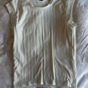 Cream Sleeveless Ribbed Top